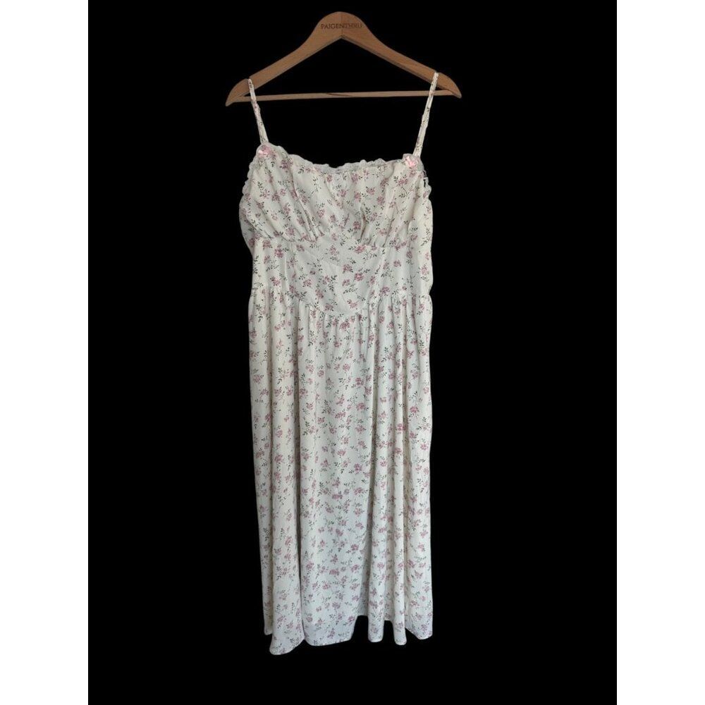 Shein 2X Ditsy Floral Print Ruched Bust Cami Dress Milkmaid Croquette Cottagecor